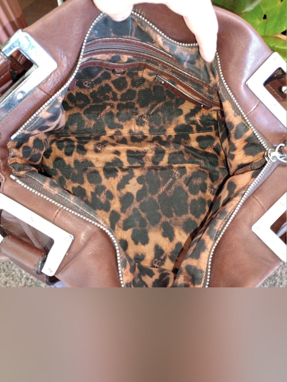 B. Makowsky Studded Leather Hobo Satchel - Picture 11 of 13